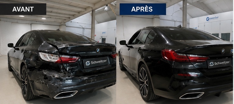 Réparation Carrosserie — avant et après réparation